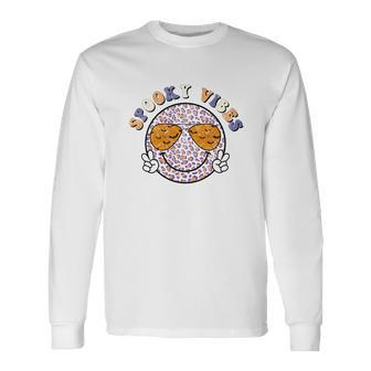 Smiley Face Thick Thights And Spooky Vibes Halloween Long Sleeve T-Shirt - Seseable