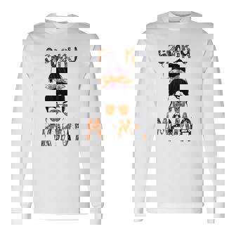 Spooky Skull Witch Mom Halloween Spooky Mama Halloween Long Sleeve T-Shirt - Seseable