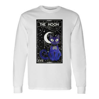 Tarot Card Crescent Moon And Cat Of Moon And Black Cat Long Sleeve T-Shirt - Thegiftio UK