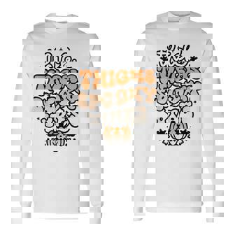 Thick Thighs Spooky Vibes Retro Groovy Halloween Spooky Long Sleeve T-Shirt | Seseable FR