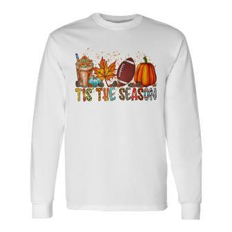 Tis The Season Leopard Pumpkin Football Halloween Fall Men Women Long Sleeve T-Shirt T-shirt Graphic Print - Thegiftio UK