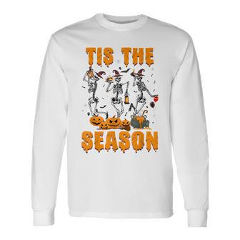Tis The Season Pumpkin Spice Fall Vibes Autumn Retro Long Sleeve T-Shirt - Thegiftio UK