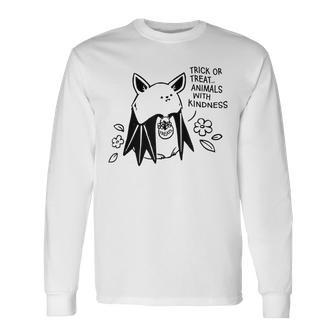Trick Or Treat Animals With Kindness Bat Halloween Costume Long Sleeve T-Shirt - Seseable