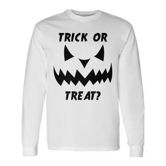 Trick Or Treat With A Jack O Lantern Pumpkin Halloween Long Sleeve T-Shirt - Seseable