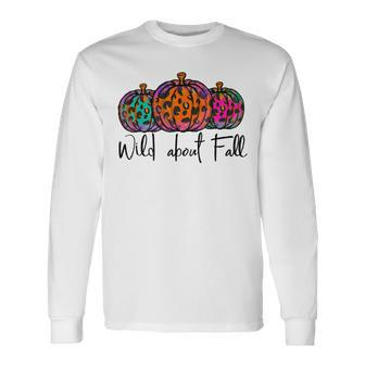 Wild About Fall Pumpkin Leopard Tie Dye Hello Autumn Season V2 Long Sleeve T-Shirt - Seseable