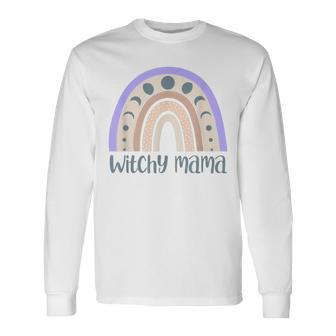 Witchy Mama Rainbow Witch Vibes Halloween Manifesting Long Sleeve T-Shirt - Seseable