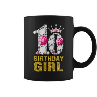 10 Year Old Gift 10Th Birthday Girl Queen Diamond Crown Pink Coffee Mug - Thegiftio UK