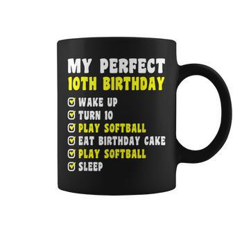 10 Years Old My Perfect 10Th Birthday Softball 10Th Birthday Coffee Mug - Thegiftio UK
