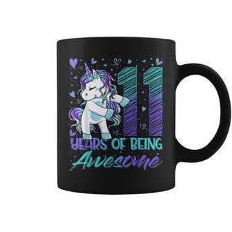 11Th Birthday 11 Year Old Girl Flossing Unicorn Party Coffee Mug - Seseable
