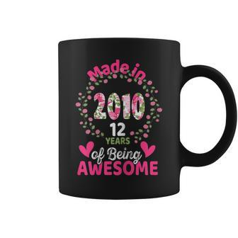 12 Years Old 12Th Birthday Born In 2010 Women Girls Floral Coffee Mug - Thegiftio UK