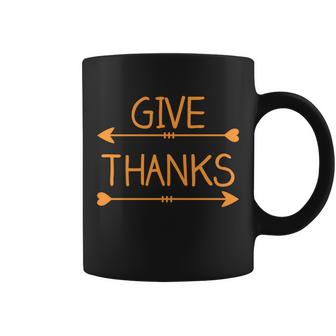 Give Thanks Arrows Heart Thanksgiving T-Shirt Graphic Design Printed Casual Daily Basic Coffee Mug