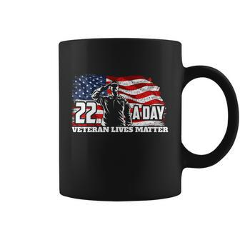 22 Per Day Veteran Lives Matter Suicide Awareness Usa Flag Gift Graphic Design Printed Casual Daily Basic Coffee Mug - Thegiftio UK