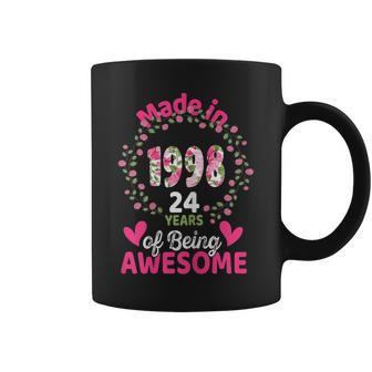 24 Years Old 24Th Birthday Born In 1998 Women Girls Floral Coffee Mug - Seseable