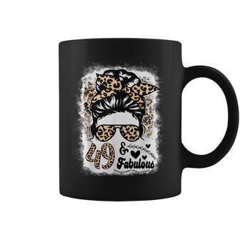 49 Years Old Fabulous Messy Bun Afro Leopard 49Th Birthday Coffee Mug - Thegiftio UK