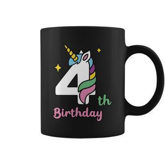 4Th Birthday Unicorn Four Unicorn Birthday Unicorn Birthday Coffee Mug - Monsterry