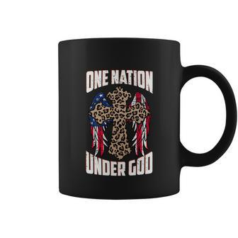 4Th July For One Nation Under God Leopard Jesus Cross Christian V2 Coffee Mug - Thegiftio UK