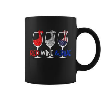 4Th July Red Wine And Blue Funny America Usa Flag Coffee Mug - Monsterry
