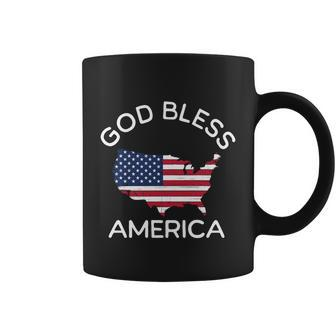 4Th Of July God Bless America Map Flag Patriotic Religious Gift Coffee Mug - Monsterry