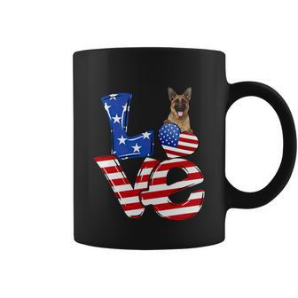 4Th Of July Patriotic Love German Shepherd American Flag Gift Coffee Mug - Monsterry DE