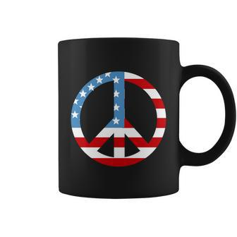 4Th Of July Peace Sign American Flag Coffee Mug - Monsterry CA