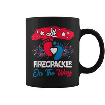 4Th Of July Pregnancy Patriotic Lil Firecracker On The Way Coffee Mug - Seseable
