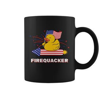 4Th Of July Usa Patriotic Firecracker Rubber Duck Coffee Mug - Monsterry