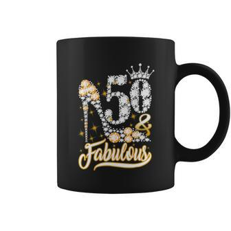 50 & Fabulous 50 Years Old 50Th Birthday Diamond Crown Shoes Tshirt Coffee Mug - Monsterry UK