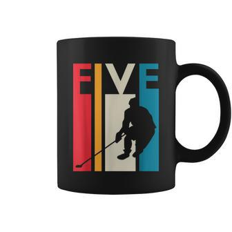 5Th Birthday Five Vintage Hockey Birthday 5 Year Old Graphic Design Printed Casual Daily Basic Coffee Mug - Thegiftio UK