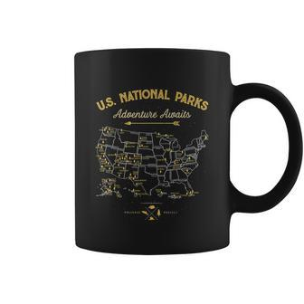 62 National Parks Map Gifts Us Park Vintage Camping Hiking Graphic Design Printed Casual Daily Basic Coffee Mug - Thegiftio UK