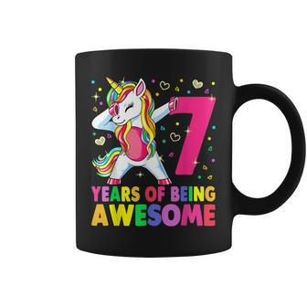 7 Years Old Unicorn Dabbing 7Th Birthday Girl Unicorn Party V3 Coffee Mug - Seseable