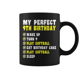9 Years Old My Perfect 9Th Birthday Softball 9Th Birthday Coffee Mug - Thegiftio UK