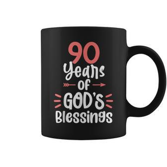 90 Years Of Gods Blessings 90 Year Old Happy 90Th Birthday Coffee Mug - Seseable