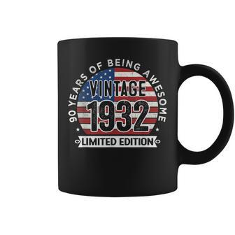 90Th Birthday Gifts Men Vintage 1932 90 Years Old Usa Flag Coffee Mug - Thegiftio UK