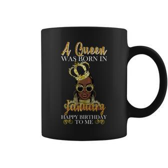 A Queen Was Born In January Happy Birthday Graphic Design Printed Casual Daily Basic Coffee Mug - Thegiftio UK