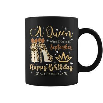 A Queen Was Born In September Birthday For Women Leopard Coffee Mug - Thegiftio UK