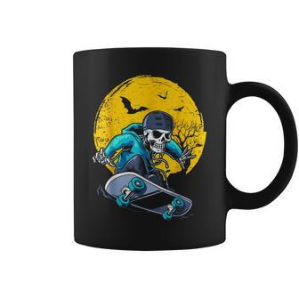 A Skeleton Skateboard Playing Cruiser Skateboard Pumpkins Coffee Mug - Thegiftio UK