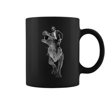 Abe Lincoln Riding A Dinosaur Coffee Mug - Monsterry UK