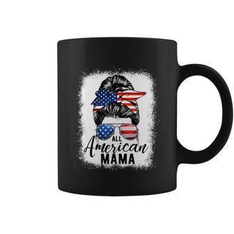 All American Mama Proud Mom Messy Bun Patriotic 4Th Of July Coffee Mug - Monsterry UK