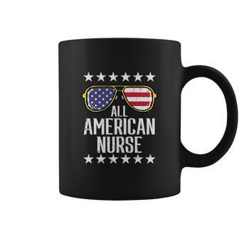 All American Nurse Scrub Memorial Day 4Th Of July Rn Women Coffee Mug - Monsterry AU