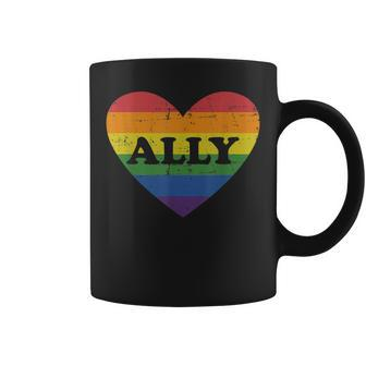Ally Rainbow Flag Heart For Lgbt Gay And Lesbian Support Coffee Mug - Thegiftio UK