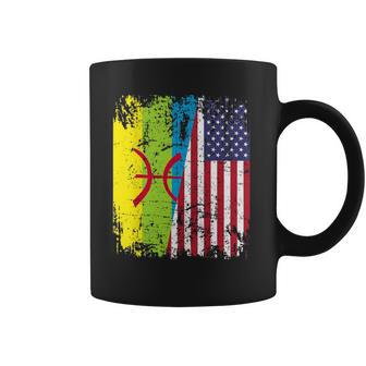 Amazigh Roots Half American Flag Proud Of Kabyle Flag Coffee Mug | Mazezy