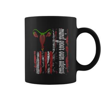 American Flag Mind Your Own Uterus Feminist Womens Rights Gift Coffee Mug - Monsterry