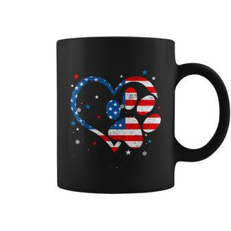 American Flag Patriotic Dog & Cat Paw Print 4Th Of July Coffee Mug - Monsterry CA