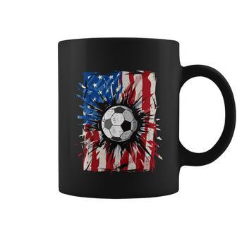American Flag Soccer Ball 4Th Of July Cool Sport Patriotic Coffee Mug - Monsterry CA