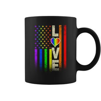 American Love Gay Pride Rainbow Flag Coffee Mug - Monsterry DE