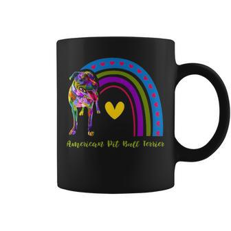 American Pit Bull Terrier Dog Lovers Rainbow For Dad Mom Coffee Mug - Thegiftio UK