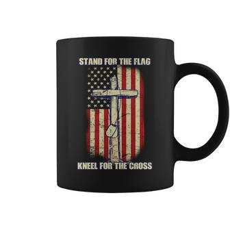 Americans Stand For The Flag Kneel For The Cross Graphic Design Printed Casual Daily Basic Coffee Mug - Thegiftio UK