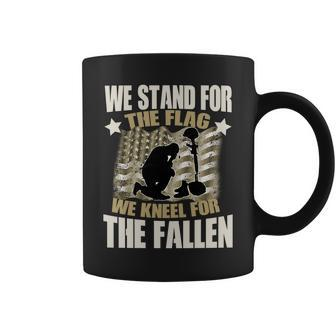 Americans We Stand For The Flag Kneel For The Fallen Graphic Design Printed Casual Daily Basic Coffee Mug - Thegiftio UK