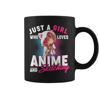 Anime And Sketching Just A Girl Who Loves Anime Merch Coffee Mug - Thegiftio UK