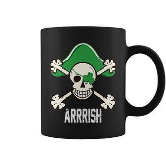 Arrrish Irish Clover Skull St Patricks Day Coffee Mug - Monsterry